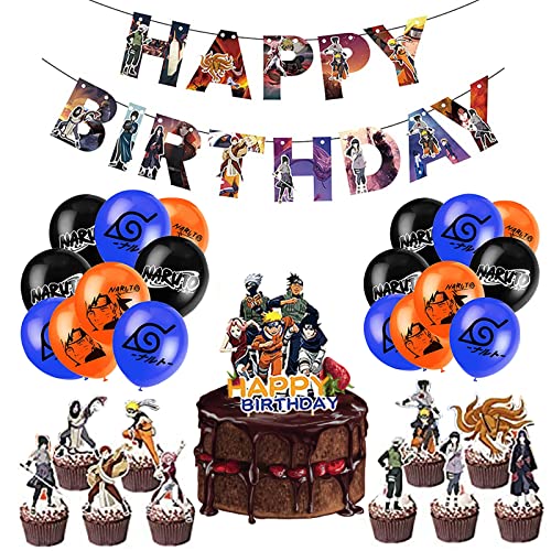 Geburtstag Deko Luftballons,Tortenaufleger,Deko Geburtstag,Anime Geburtstagsdeko für Luftballons Set,Geburtstag Party Dekorationen Happy Birthday Banner Balloon Combination Party. von N\\A