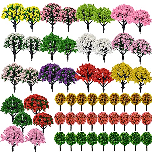 N\A Woohome 60 Stück Modellbau Bäume Mixed Bäume Modellbau, Mixed Modell Bäume Bunt Modell Baum Zug Bäume Kunststoff für DIY Landschaft Gartendeko, Modelllandschaft von N\A