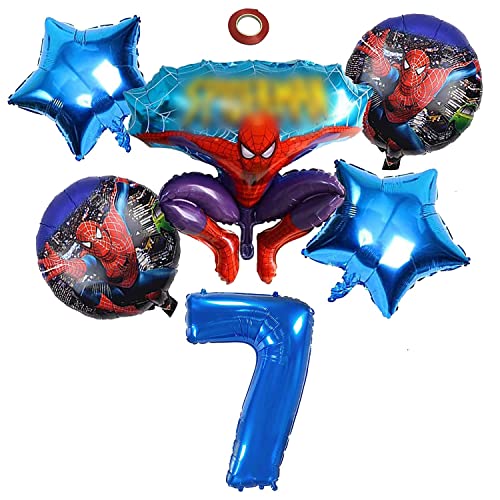 Spiderma Geburtstagsdeko 7 Jahr Junge,Spiderma Kindergeburtstag Party Deko 7 Jahre,Spiderma Luftballons Geburtstagsdeko Set,Folienballon Deko,Luftballons Party Dekoration Mädchen Junge von N\\A