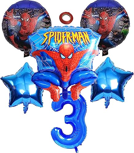 Spiderman Luftballon 3. Geburtstag,6pcs Spiderman Ballons,Spiderman Geburtstags Luftballons,Spiderman Geburtstagsdeko Set,Spiderman Geburtstagsdeko für Mädchen Jungen Geburtstagsfeier von N\\A