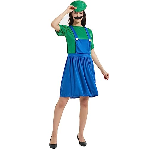 YIYUANIJI Super Brüder Kostüm für Damen & Herren: Inkl. Hut & Bart - Perfekt für Fasching, Halloween & Cosplay von YIYUANIJI
