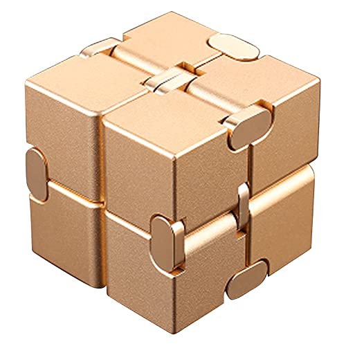 NC Fidget Cube Aluminum Alloy Pocket Finger Cube Folding Relieve Stress and Anxiety Durable and Easy to Carry (Gold) von N\C
