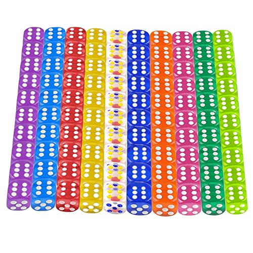 N/C NC 100 Stück Transparent Würfel Set, Sechsseitiger Würfel,Würfel Set, Würfelspiele Tischspiele, Würfelspiele Tischspiele, Mehrfarben Würfel Set, Würfel Bunt Glitzer, Würfel Set von N\C