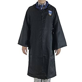 NC Hexerei und Zauberei Teens School Robes Youngster Wizard Magical Hooded Cape Tie Witch Student Magic Outfit (Large, Blau) von N\C