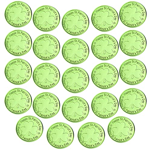 Sieman 24 Stück Kleeblatt Münzene St. Patrick's Day Grüne Kleeblatt-Glücksmünzen für Kleeblatt Kobolde Partybedarf, St. Patrick's Day Deko(24 Stücke/Grüne) von N\C