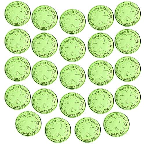 Sieman 24 Stück Kleeblatt Münzene St. Patrick's Day Grüne Kleeblatt-Glücksmünzen für Kleeblatt Kobolde Partybedarf, St. Patrick's Day Deko(24 Stücke/Grüne) von N\C