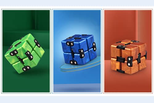 Infinity Cube Spielzeug für Erwachsene und Kinder, neue Version Finger Toy Stress und Angstzustände, Killing Time Fidget Toys Infinite Cube für Office Staff Rechteck (Gold, Grün, Blau) von N\D