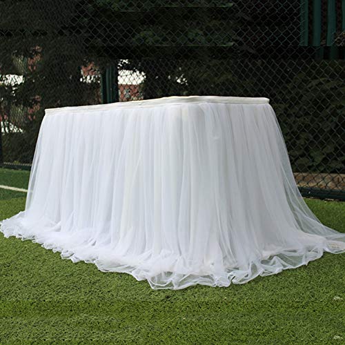 N/X Tischrock, mehrfarbig, Heimtextilien, Tischdecken für Hochzeit, Party, Tischdekoration. Romantische Tüll-Party-Tischdekoration. 100 cm lang x 75 cm hoch von N/X