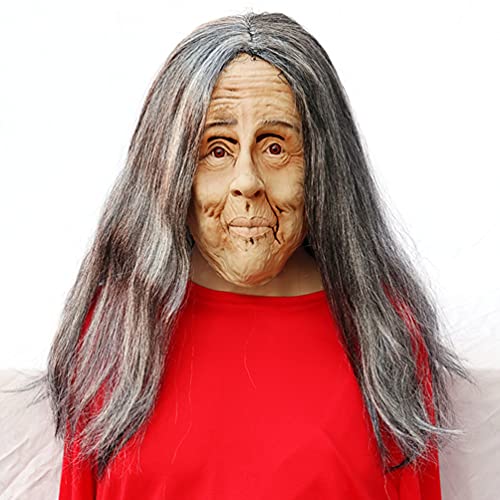 N – Halloweenmaske, alte Dame, Hexe, Latex, Horror-Maske, Großmutter, Kostümzubehör, Cosplay, Karneval, Kostüm für Erwachsene, Männer und Frauen von N - A