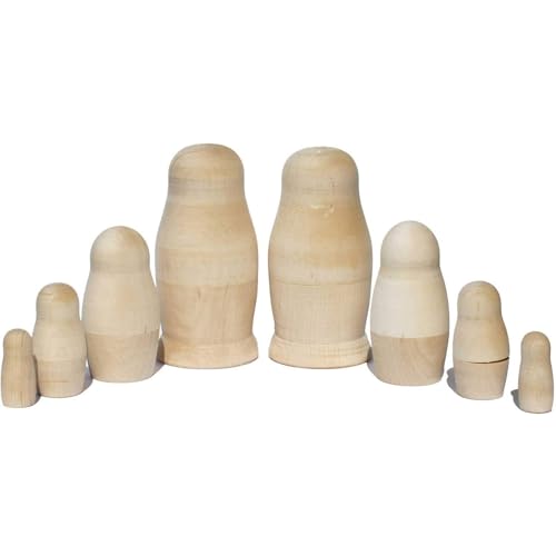 N_FROMM Matrjoschka Rohling Matroschka Puppen Babuschka Blanko Holz Figuren zum bemalen (4 teilig 9 cm hoch, Zwei Sets) von N_FROMM