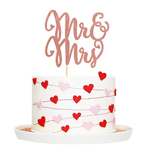 Tortenaufsatz "Mr und Mrs", Roségold, Glitzer, Tortendekoration, Mr & Mrs, Cupcake-Topper für Hochzeit, Verlobung, Brautparty, Party, Kuchendekoration Tortenaufsatz "Mr und Mrs", Roségold, Glitzer, Tortendekoration, Mr & Mrs, Cupcake-Topper für Hochzeit, Verlobung, Brautparty, Party, Kuchendekoration von N&A