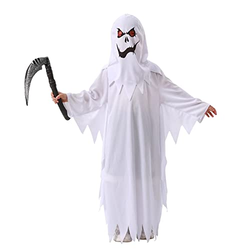 NA# Jungen-Kostüm für Kinder, weißes Gespenst, Halloween-Kostüm, Trick-Gold-Treating, mit Sichel, Weiß, 10-12 Jahre von NA#