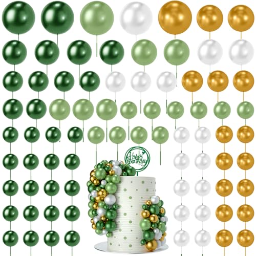 NACHLYNN 80 Stücke Tortendeko Kugeln Torte Kuchen Dekorieren Mini Ballon Cupcake DIY für Party Hochzeit Babyparty Geburtstag（Grün Weiß Serie） von NACHLYNN