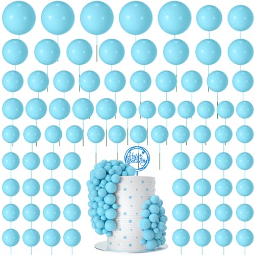 NACHLYNN 80 Stücke Tortendeko Kugeln Torte Kuchen Dekorieren Mini Ballon Cupcake DIY für Party Hochzeit Babyparty Geburtstag（Hellblau） von NACHLYNN