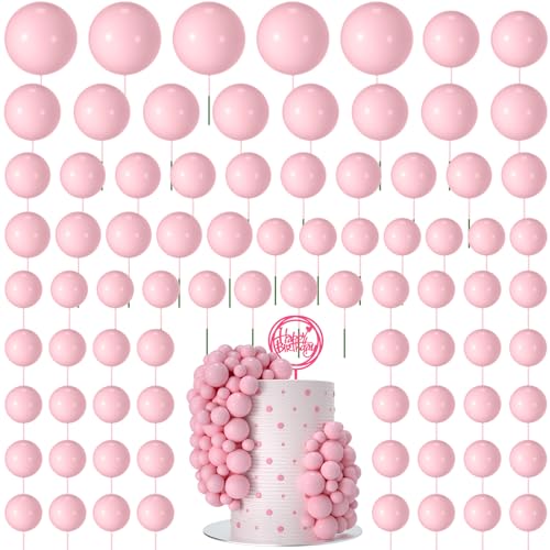 NACHLYNN 80 Stücke Tortendeko Kugeln Torte Kuchen Dekorieren Mini Ballon Cupcake DIY für Party Hochzeit Babyparty Geburtstag（Hellrosa） von NACHLYNN