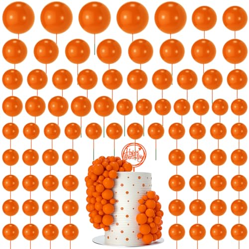 NACHLYNN 80 Stücke Tortendeko Kugeln Torte Kuchen Dekorieren Mini Ballon Cupcake DIY für Party Hochzeit Babyparty Geburtstag（Orange） von NACHLYNN