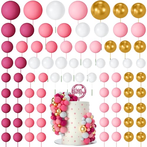 NACHLYNN 80 Stücke Tortendeko Kugeln Torte Kuchen Dekorieren Mini Ballon Cupcake DIY für Party Hochzeit Babyparty Geburtstag（Rosé Gold Serie） von NACHLYNN