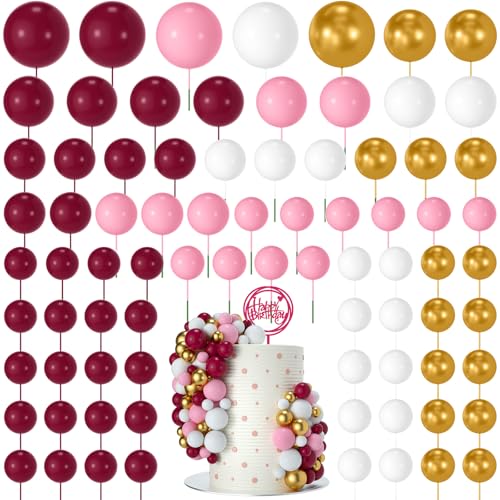 NACHLYNN 80 Stücke Tortendeko Kugeln Torte Kuchen Dekorieren Mini Ballon Cupcake DIY für Party Hochzeit Babyparty Geburtstag（Rosé Rosa Weiß Serie） von NACHLYNN