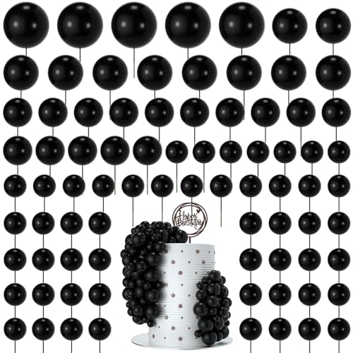 NACHLYNN 80 Stücke Tortendeko Kugeln Torte Kuchen Dekorieren Mini Ballon Cupcake DIY für Party Hochzeit Babyparty Geburtstag（Schwarz） von NACHLYNN