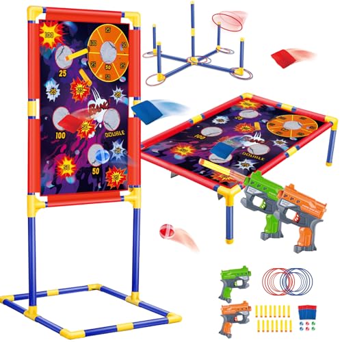 Cornhole & Schießspiele & Ringwurfspiel für Kinder 6 7 8 +, Wurfspiel Sackloch Zielscheibe Set mit 2 Pcs Pistole, Indoor Outdoor Spiele Gartenspielzeug Kinder, Karneval Garten Outdoor Spielzeug Cornhole & Schießspiele & Ringwurfspiel für Kinder 6 7 8 +, Wurfspiel Sackloch Zielscheibe Set mit 2 Pcs Pistole, Indoor Outdoor Spiele Gartenspielzeug Kinder, Karneval Garten Outdoor Spielzeug von NAFONRU
