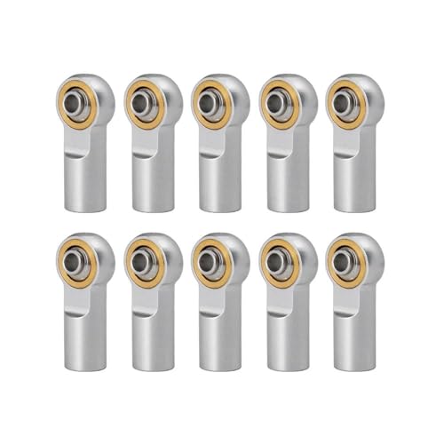 Für Axial Für SCX10 D90 Für TRX4 Für TRX6 Für Tamiya CC01 1/10 Metall M4 M3 Link Spurstangenkopf Kugelgelenk Stoßdämpfer Kugelgelenk RC Crawler Auto Teile RC Autozubehör(Silver,M4) von NAFRECX