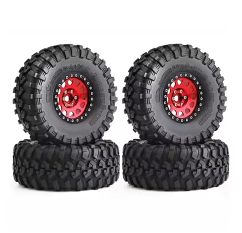 Für Axial Für SCX10 Für Wraith RR10 Für Capra Für Traxxas Für TRX4 YK4082 YK4083 130mm Metall 2,2" Beadlock Felge Reifen Set 1/10 RC Crawler Auto Teile RC Autozubehör(Red) von NAFRECX
