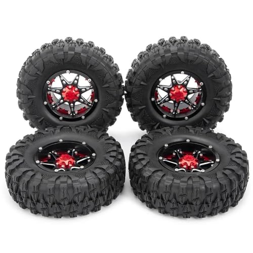Für Axial Für Wraith Für TRX-4 1/10 RC Crawler Modellautoteile, Metall, 2,2 Zoll Beadlock-Felgen, 120 Mm Außendurchmesser, Gummireifen, Ersatzzubehör RC Autozubehör von NAFRECX