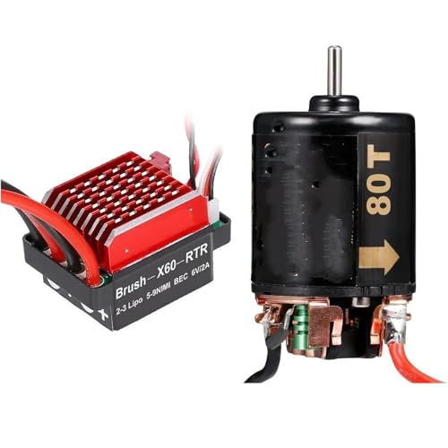 Für Axial SCX10 AXI03007 90046 Für Traxxas Für TRX4 Für TRX6 D90 1/10 60A Gebürstet ESC 540 Gebürstet Motor 13T 21T 35T 45T 55T 80T RC Crawler Teile RC Autozubehör(80t) von NAFRECX
