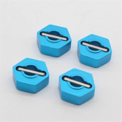 Für HSP 102042 02100 4WD Für Himoto RC Rad Sechskantmutter 12 MM Aluminiumstifte Antriebsnaben 1/10 Upgrade Nabenadapter RC Autoteile RC Autozubehör(Blue) von NAFRECX