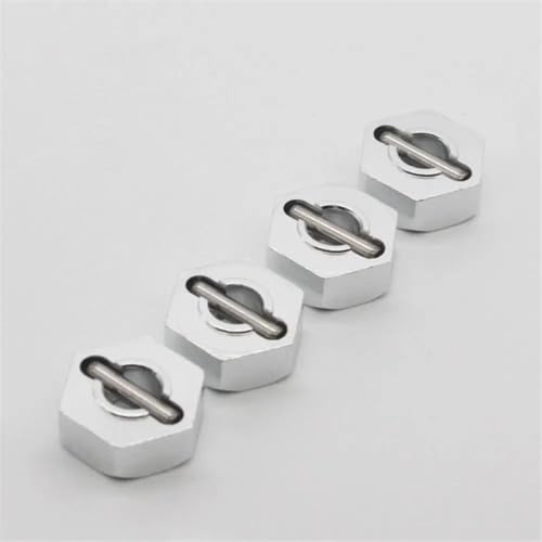 Für HSP 102042 02100 4WD Für Himoto RC Rad Sechskantmutter 12 MM Aluminiumstifte Antriebsnaben 1/10 Upgrade Nabenadapter RC Autoteile RC Autozubehör(Silver) von NAFRECX