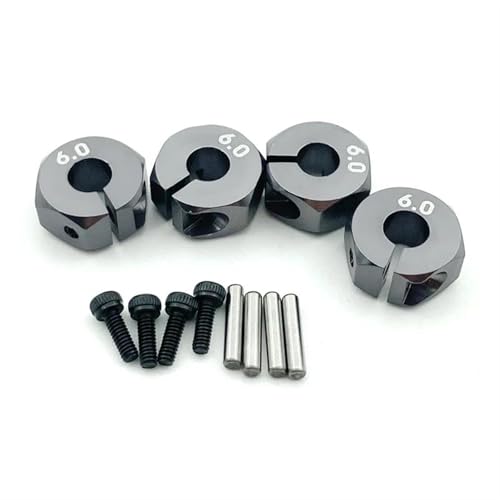 Für HSP Für Tamiya Für SCX10 Für Slash 5/6/7mm Dicke Rad Hex 12mm Stick Naben Mit Pins Schrauben RC Auto Crawler LKW Upgrade Teile RC Autozubehör(Gray,6mm) von NAFRECX