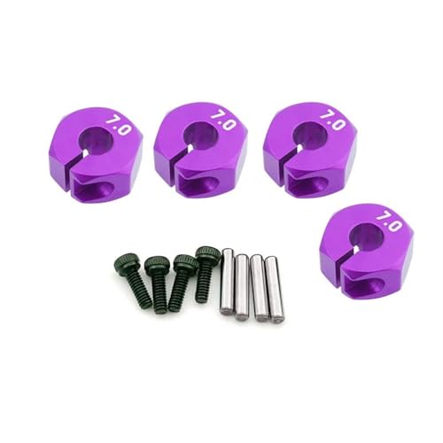 Für HSP Für Tamiya Für SCX10 Für Slash 5/6/7mm Dicke Rad Hex 12mm Stick Naben Mit Pins Schrauben RC Auto Crawler LKW Upgrade Teile RC Autozubehör(Purple,7mm) von NAFRECX