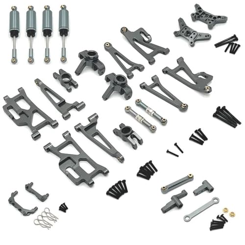 Für MJX 14209 14210 1/14 Metall Lenkung Tasse Hub Carrier Oberen Unteren Schaukel Arm Set Stoßdämpfer RC Auto Upgrade Teile Zubehör RC Autozubehör(Gray) von NAFRECX