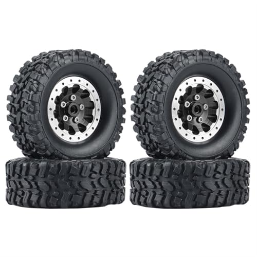 Für MN 78 D90 MN90 MN91 MN96 MN98 MN99 MN99S Für WPL C34 C14 C24 B14 B24 B36 Beadlock Radnabe Felge Gummireifen RC Auto Upgrade Teile RC Autozubehör(Black) von NAFRECX