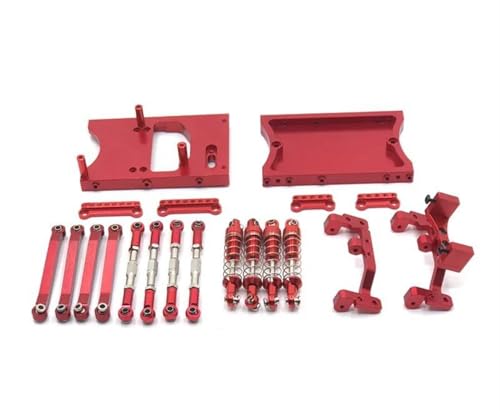 Für MN D90 D91 D96 Für MN98 MN99S 1/12 Metall Für Chassis Zugstangen Servo Halterung Stoßdämpfer Strahl Set Ersatz RC Auto Upgrades Teile RC Autozubehör(Red) von NAFRECX