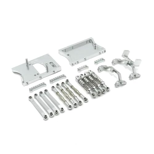 Für MN D90 D91 D96 Für MN98 MN99S 1/12 Metall Für Chassis Zugstangen Servo Halterung Stoßdämpfer Strahl Set Ersatz RC Auto Upgrades Teile RC Autozubehör(Silver) von NAFRECX