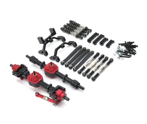 Für MN D90 D91 D96 MN98 99S 1/12 RC Autoteile Metall-Upgrade Vorder- Und Hinterachse Baugruppe Spurstange Stoßdämpfersatz Änderungszubehör RC Autozubehör(Black) von NAFRECX