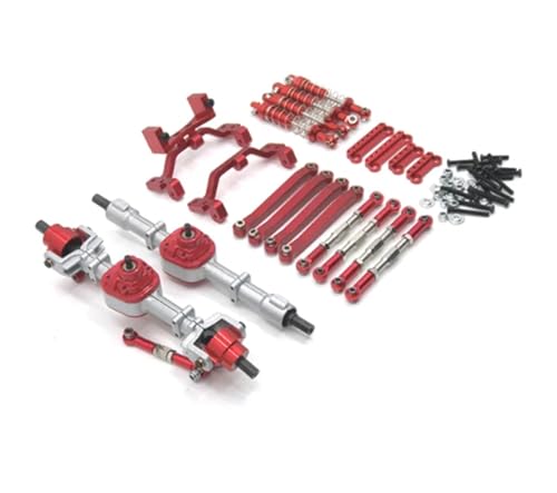 Für MN D90 D91 D96 MN98 99S 1/12 RC Autoteile Metall-Upgrade Vorder- Und Hinterachse Baugruppe Spurstange Stoßdämpfersatz Änderungszubehör RC Autozubehör(Red) von NAFRECX