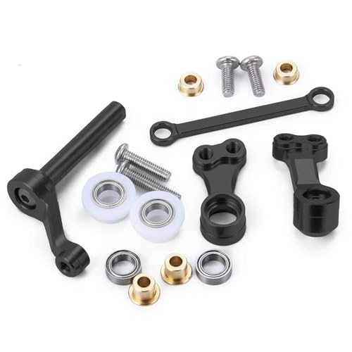 Für Tamiya Für CC01 1/10 Metall Lager Lenkung Glocke Kurbel Montage Kit RC Crawler Auto Upgrade Teile Modifikation Auto Zubehör RC Autozubehör(Black) von NAFRECX