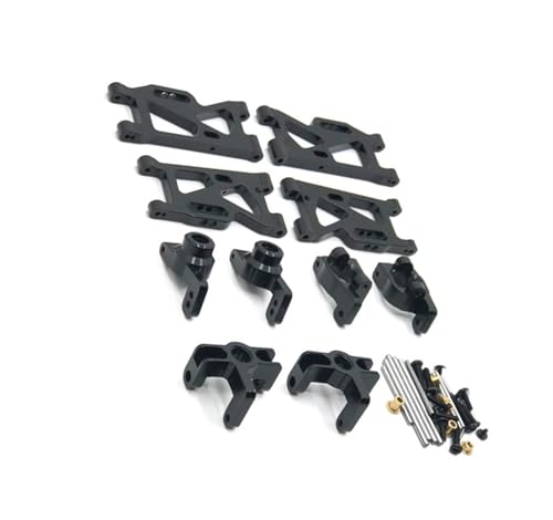 Für WLtoys 1/14 144010 144001 144002 1/12 124016 124017 124018 124019 RC Autoteile Metall Upgrade Schwinge Lenkbecher Set Dekoration Zubehör RC Autozubehör(Black) von NAFRECX