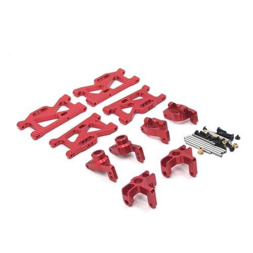 Für WLtoys 1/14 144010 144001 144002 1/12 124016 124017 124018 124019 RC Autoteile Metall Upgrade Schwinge Lenkbecher Set Dekoration Zubehör RC Autozubehör(Red) von NAFRECX