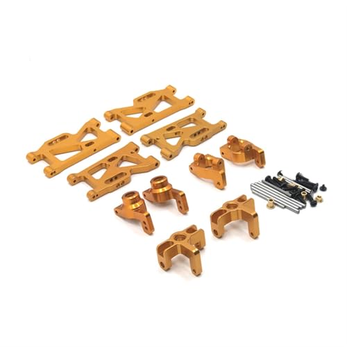 Für WLtoys 1/14 144010 144001 144002 1/12 124016 124017 124018 124019 RC Autoteile Metall Upgrade Schwinge Lenkbecher Set Dekoration Zubehör RC Autozubehör(Yellow) von NAFRECX