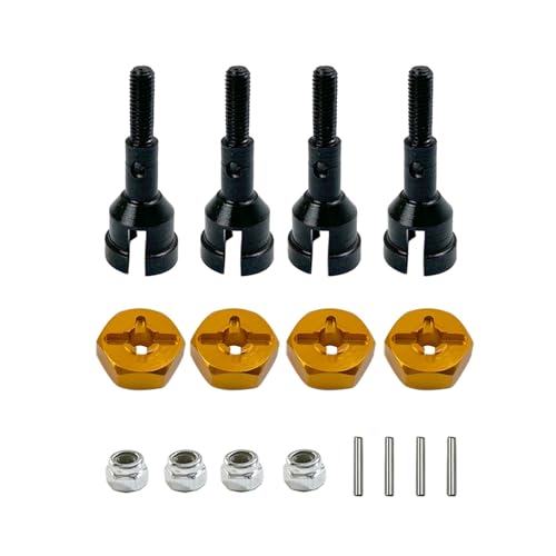 Für WLtoys 1/18 K929 A959 A969 A979 A959B A969-B Radumbausatz Achse 12 Mm Sechskant-Tauchnaben-Drehmutter 1/10 On Road RC Auto-Upgrade-Teile RC Autozubehör(Orange) von NAFRECX