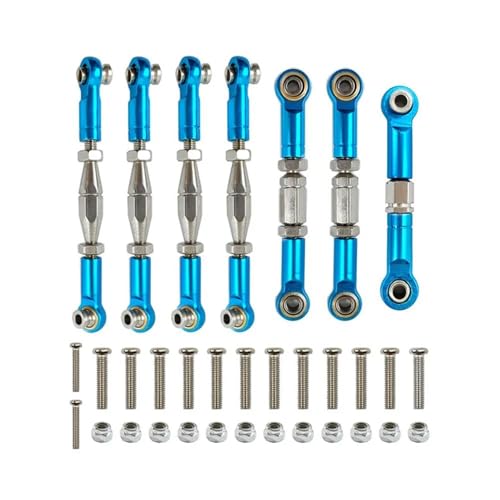 Für WLtoys 144001 124018 124019 1:14 Metallgestänge Servo Zugstange Spurstange Set RC Auto Upgrade Teile Ersatz RC Zubehör RC Autozubehör(Blue,Size 2) von NAFRECX