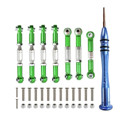 Für WLtoys 144001 124018 124019 1:14 Metallgestänge Servo Zugstange Spurstange Set RC Auto Upgrade Teile Ersatz RC Zubehör RC Autozubehör(Green,Size 1) von NAFRECX