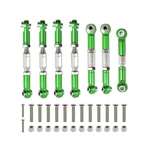Für WLtoys 144001 124018 124019 1:14 Metallgestänge Servo Zugstange Spurstange Set RC Auto Upgrade Teile Ersatz RC Zubehör RC Autozubehör(Green,Size 2) von NAFRECX
