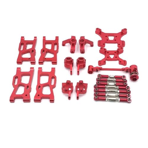 Für WLtoys 144001 144002 144010 124007 124017 124019 Metall Schaukel Arm Lenkung Block Link Stange C-Hub Carrier Kit RC Auto Upgrades Teile RC Autozubehör(Red) von NAFRECX