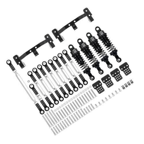 Für WPL C14 C24 1/16 Metall Für Chassis Link Rod Zugstange Halterung Stoßdämpfer Sets Modifikation RC Auto Zubehör Upgrades Teile RC Autozubehör(Black) von NAFRECX