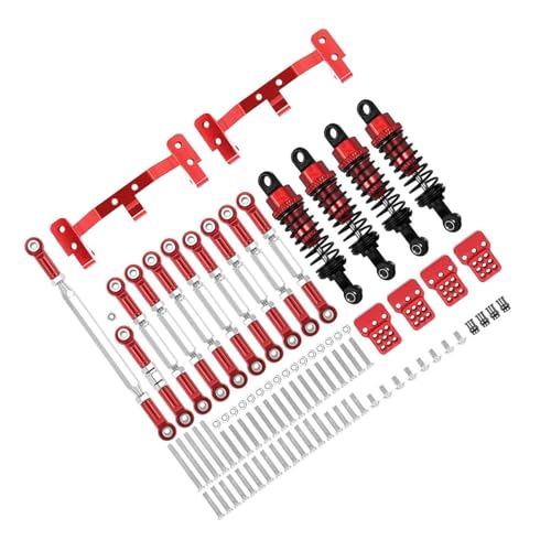 Für WPL C14 C24 1/16 Metall Für Chassis Link Rod Zugstange Halterung Stoßdämpfer Sets Modifikation RC Auto Zubehör Upgrades Teile RC Autozubehör(Red) von NAFRECX