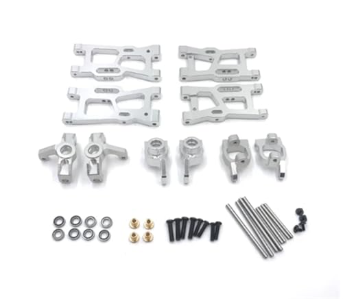 Für Wltoys 1/14 144010 144001 144002 1/12 124018 124019 124016 124017 RC Auto Teile Metall Upgrades Schaukel Arm Lenkung Tasse Lager Dekoration RC Autozubehör(Silver) von NAFRECX